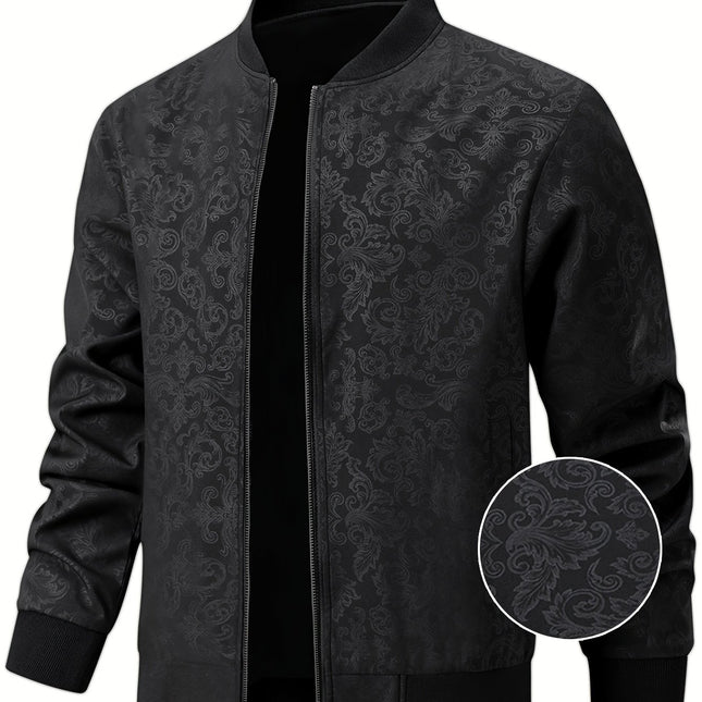 Men’s Phoenix Print Bomber Jacket – Zip-Up Baseball Collar, Windproof & Stylish Casual Outerwear for Spring & Autumn