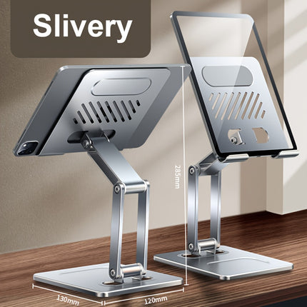 Golden Desktop Rotating Tablet & Phone Stand – Adjustable, Foldable, Universal Carbon Steel Holder for iPad & Smartphones