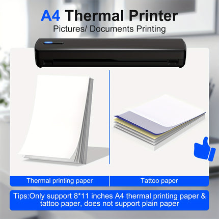 Nelko Inkless Portable Thermal Printer – A4 Wireless & USB, Rechargeable Battery, Compatible with iOS & Laptop