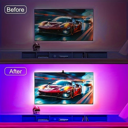 RGBIC LED TV Backlight Strip – App Control, Motion Sensor, USB Powered for TVs & Monitors (35"–80")