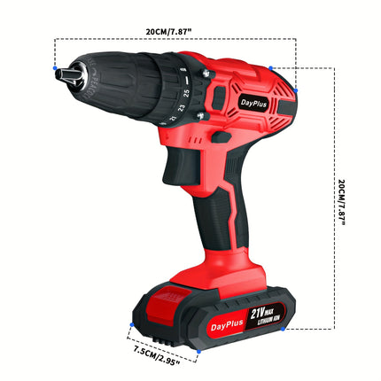 21V Cordless Electric Drill Set – 45Nm Power Drill with 25+1 Torque Settings, 2-Speed, LED Light & 29 Accessories for Home DIY