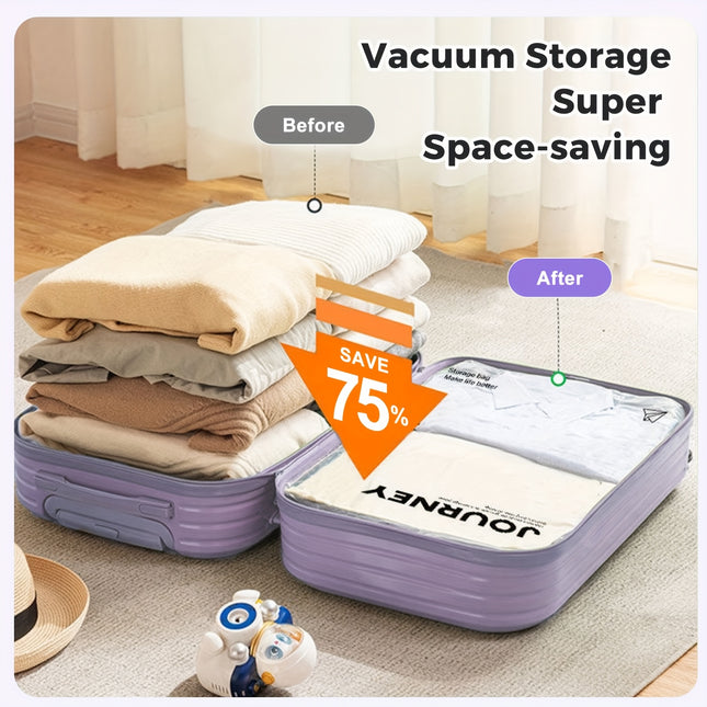 6pcs Hand-Rolled Travel Compression Bags – No Pump Needed, Transparent & Space-Saving Storage for Clothes & Cosmetics