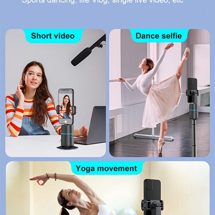 Automatic Face Tracking Tripod – 360° Intelligent Rotating Phone Holder with Gesture Control, No App Needed, Ideal for Vlogs & Live Streaming