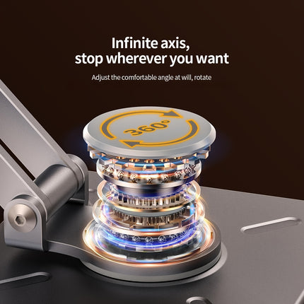 Golden Desktop Rotating Tablet & Phone Stand – Adjustable, Foldable, Universal Carbon Steel Holder for iPad & Smartphones