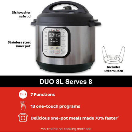 Instant Pot Duo™ 7.6L (8L) 7-in-1 Multi-Cooker – Fast, Versatile, Family-Sized Cooking