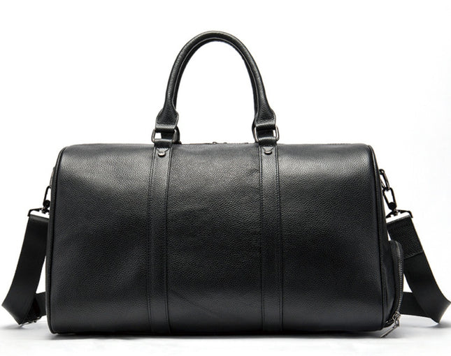 Premium Leather Travel Bag – Large Capacity Leisure Shoulder Bag with Independent Shoe Compartment