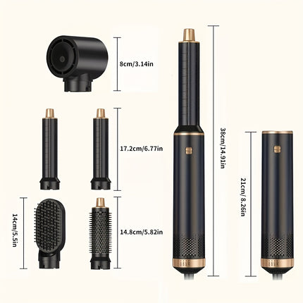 5-in-1 Ionic Hair Styler & Blow Dryer – Hot Air Curler, Straightening Brush, & Dryer Set | No Heat Damage | Fast Drying Tool