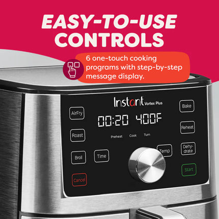 Instant Pot® Vortex® Plus 6QT Air Fryer – EvenCrisp™ Technology, 6-in-1 Functions, 95% Less Oil