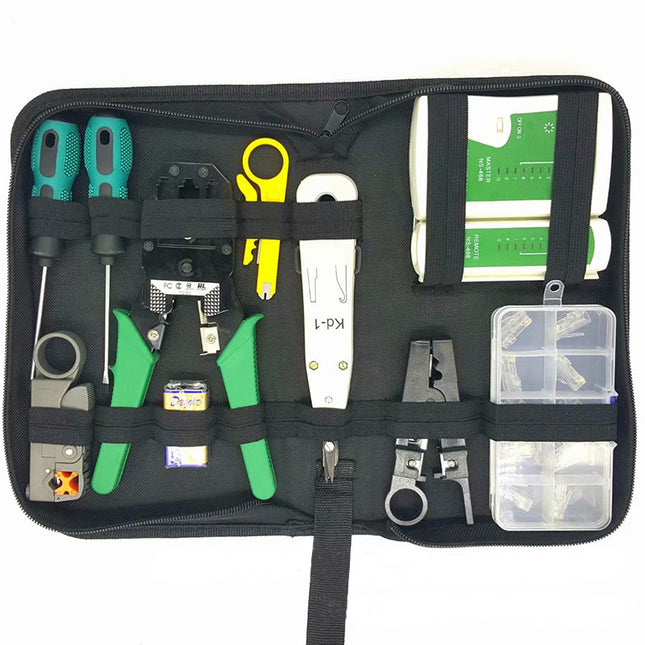 Comprehensive Network Toolkit Combination Set – Crimping, Testing, and Stripping Tools for Cable Installation