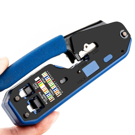 RJ45 Network Crimper Cable Stripping Tool for Cat6, Cat5e, Cat5, RJ11/RJ12 Connectors - Durable and Easy-to-Use