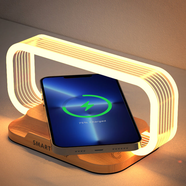 LED Bedside Lamp with Wireless Charger, Touch Control, 3 Color Modes, Stepless Dimming, Can Be Phone Holder for Bedroom, Home, Dorm and Office