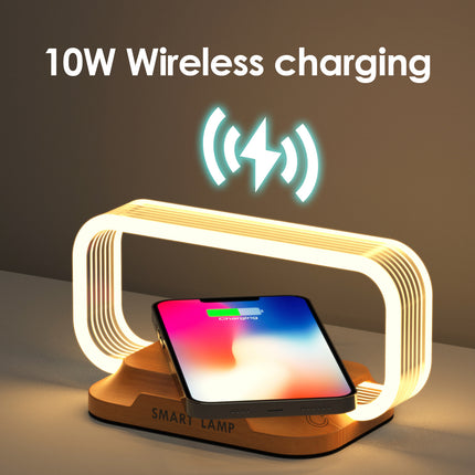 LED Bedside Lamp with Wireless Charger, Touch Control, 3 Color Modes, Stepless Dimming, Can Be Phone Holder for Bedroom, Home, Dorm and Office