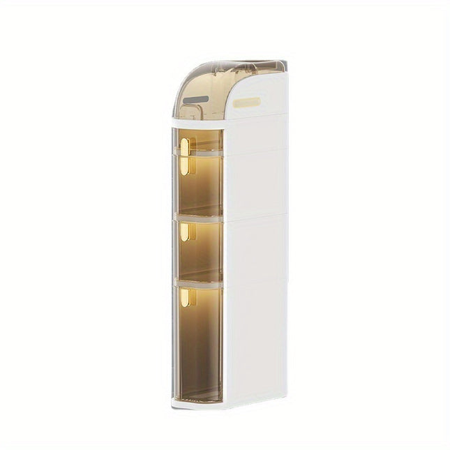 4-Tier Slim Bathroom Storage Cabinet – Freestanding Waterproof Plastic Organizer with Drawers & Handles for Small Spaces