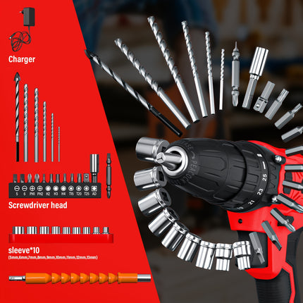21V Cordless Electric Drill Set – 45Nm Power Drill with 25+1 Torque Settings, 2-Speed, LED Light & 29 Accessories for Home DIY