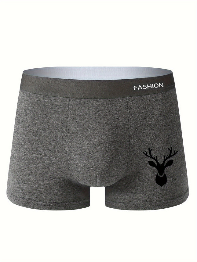 4pcs Men’s Breathable Underwear Set – Soft & Stretchy Flat Corner Briefs with Trendy Animal Print, All-Season Comfort