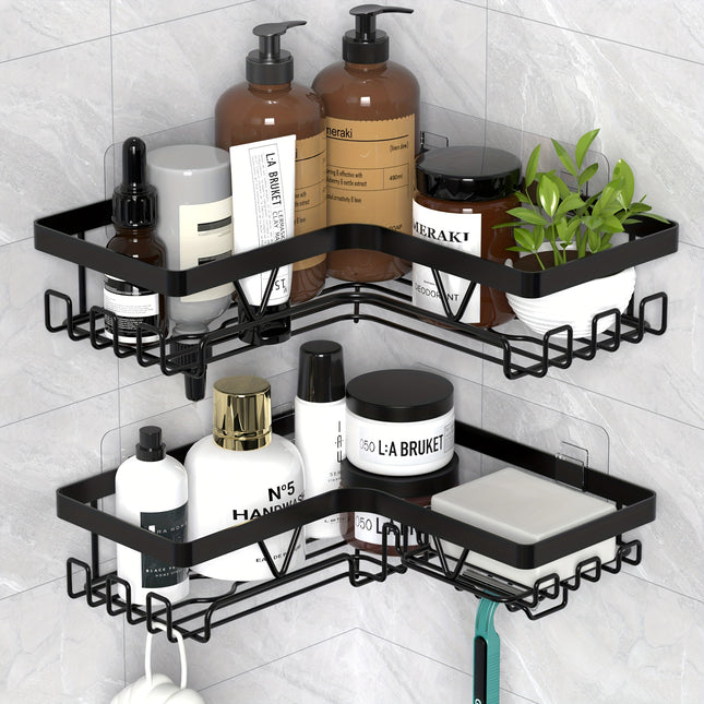 2-Pack Stainless Steel Shower Caddy | Wall-Mount Bathroom Organizer with Strong Load Capacity