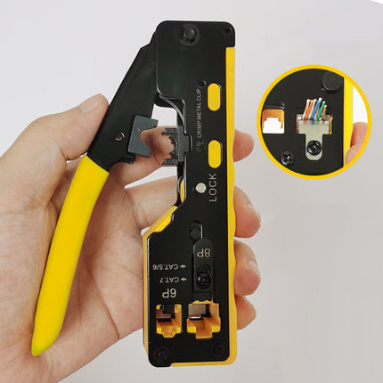 RJ45 Network Crimper Cable Stripping Tool for Cat6, Cat5e, Cat5, RJ11/RJ12 Connectors - Durable and Easy-to-Use