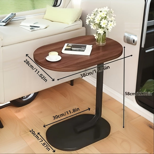 Adjustable Height Sofa Side Table – Modern Wood & Metal Accent Table for Living Rooms, RVs, Offices & Bedsides