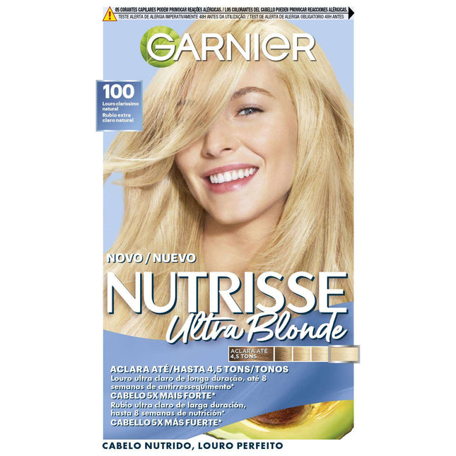 Garnier Nutrisse Ultra Blonde 100 – Very Light Natural Blonde | Permanent Hair Color with 3 Nourishing Oils