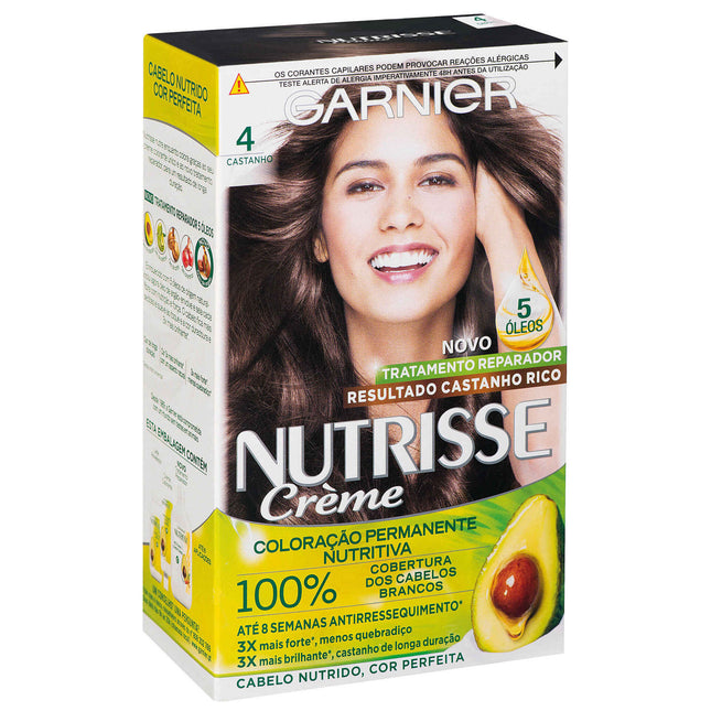 Garnier Nutrisse Creme Brown 4 – Permanent Hair Color with 3 Nourishing Oils | 100% Gray Coverage