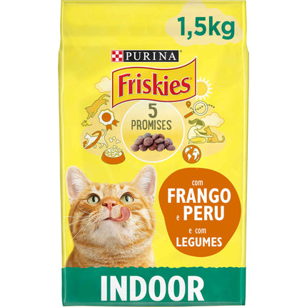 Purina Friskies Indoor Cat Food Chicken, Turkey & Vegetables 1.5kg | Hairball Control & Healthy Digestion