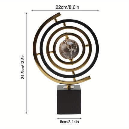 Elegant Metal Globe Decor | Black & Gold Modern Desktop Ornament | Home, Office, Study | Perfect Gift