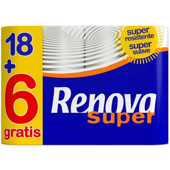 Renova Super Toilet Paper 2-Ply – 24 Rolls | Soft, Durable & Family-Friendly