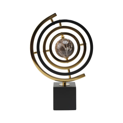 Elegant Metal Globe Decor | Black & Gold Modern Desktop Ornament | Home, Office, Study | Perfect Gift