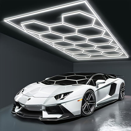 LED Honeycomb Ceiling Light – 14-Hole Garage Light | Semi-Flush Mount, White Finish – Modern & Energy-Efficient
