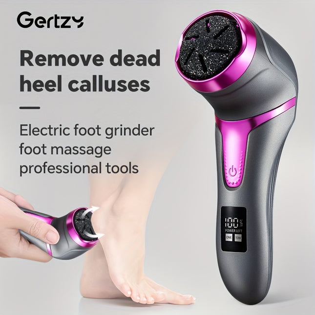 GERTZY Professional Foot Care Kit – Rechargeable Electric Callus Remover with Multiple Heads, 2-Speed Settings & LCD Display – Ideal for Smooth, Healthy Feet