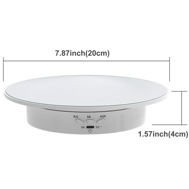 360° Motorized Rotating Display Stand – 19.99cm Turntable Pedestal for Jewelry, Models & Photography | USB/Battery Powered