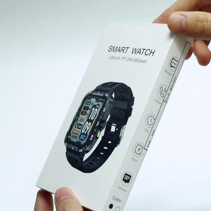 1.95" Smart Watch with LED Flashlight | Waterproof, 100+ Sports Modes, USB Charging | Compatible with Android & iPhone