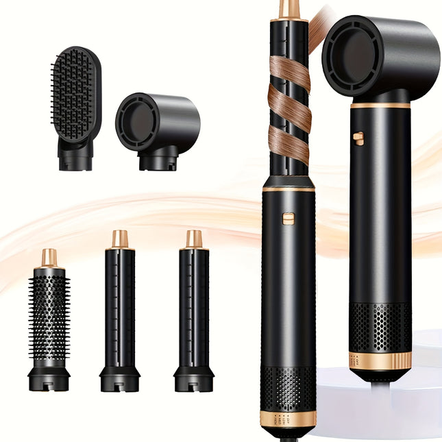 5-in-1 Ionic Hair Styler & Blow Dryer – Hot Air Curler, Straightening Brush, & Dryer Set | No Heat Damage | Fast Drying Tool