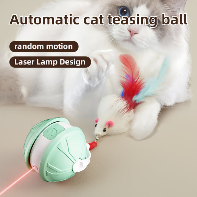 Dual-Mode USB Rechargeable Laser Cat Toy with Teething Ball – Interactive Smart Pet Trainer for All Breeds