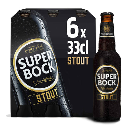 Super Bock Stout Beer – Pack 6x33cl Bottles | Portuguese Sweet Stout with 5% Alcohol