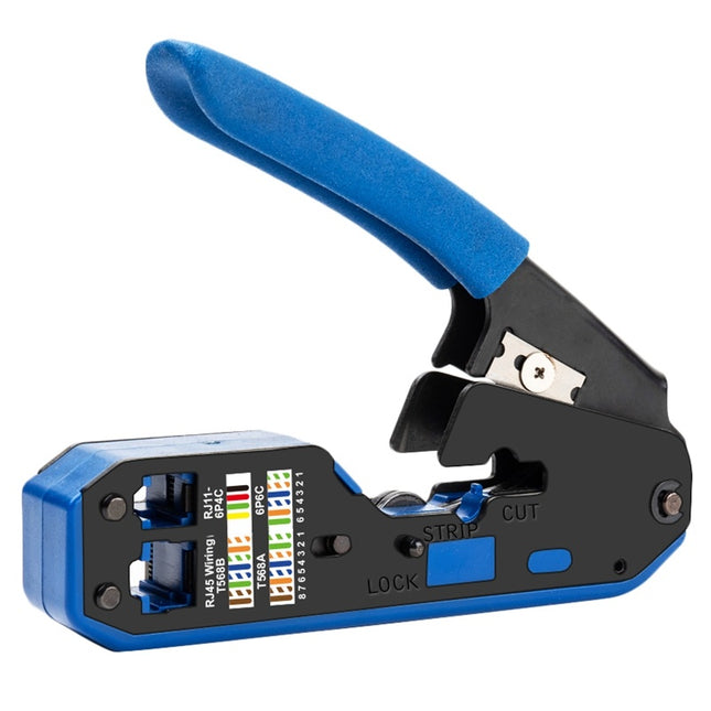 RJ45 Network Crimper Cable Stripping Tool for Cat6, Cat5e, Cat5, RJ11/RJ12 Connectors - Durable and Easy-to-Use