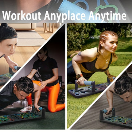 11pcs Push Up Board Set with Resistance Band – Portable, Foldable Home Gym Push Up Bars for Strength Training