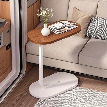 Adjustable Height Sofa Side Table – Modern Wood & Metal Accent Table for Living Rooms, RVs, Offices & Bedsides