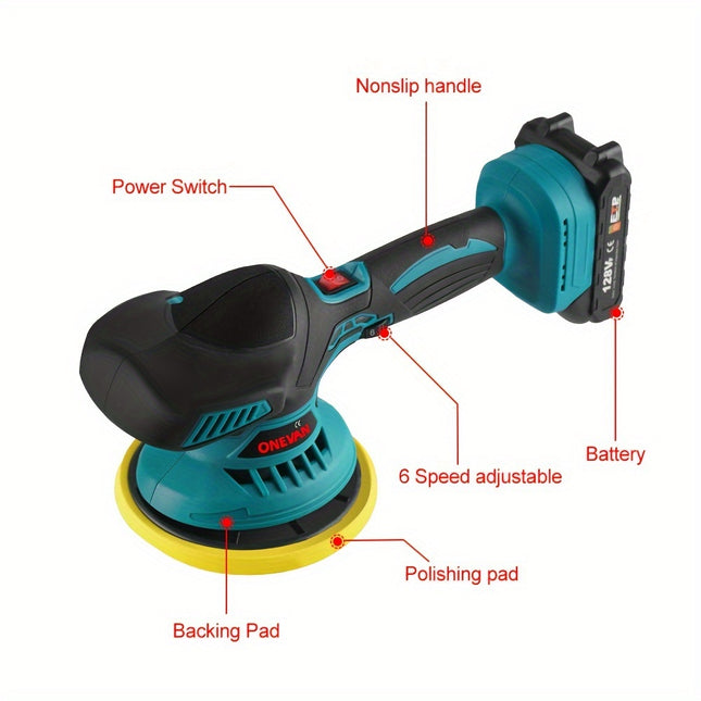 21V Dual-Power Buffer Polisher – 150mm Disc, 7000RPM, Wax & Polish Tool for Cars, Furniture & Home Cleaning