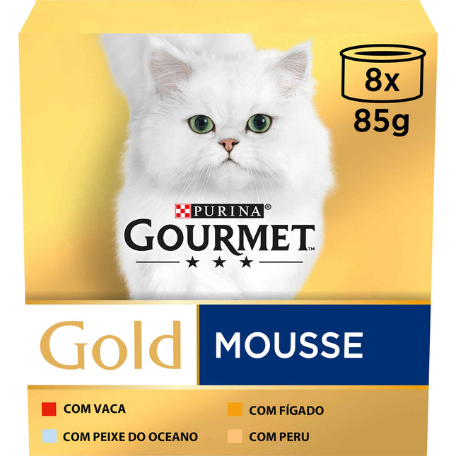 Purina Gourmet Gold Seleção Mousses 8x85g | Soft & Velvety Wet Food for Adult Cats