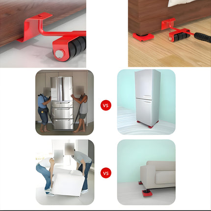 4-in-1 Heavy Duty Furniture Moving Tool with Universal Wheels – No Effort Slide System for Sofas, Beds, Appliances & More