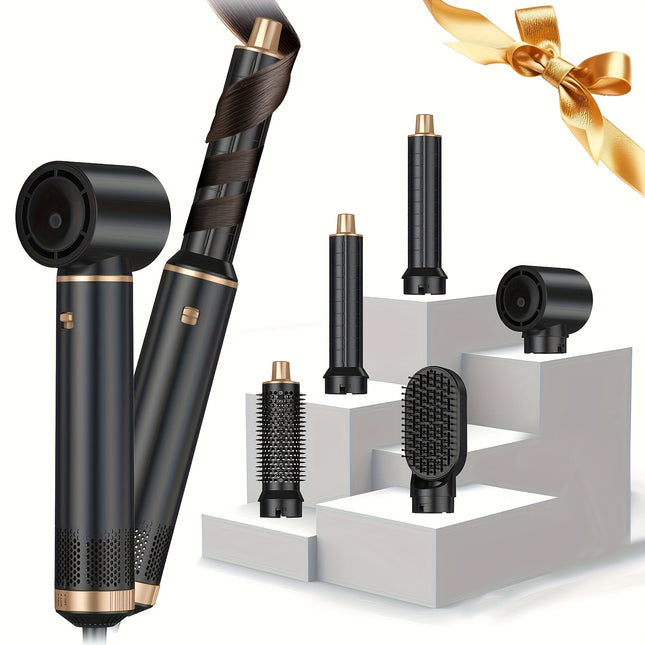 5-in-1 Ionic Hair Styler & Blow Dryer – Hot Air Curler, Straightening Brush, & Dryer Set | No Heat Damage | Fast Drying Tool