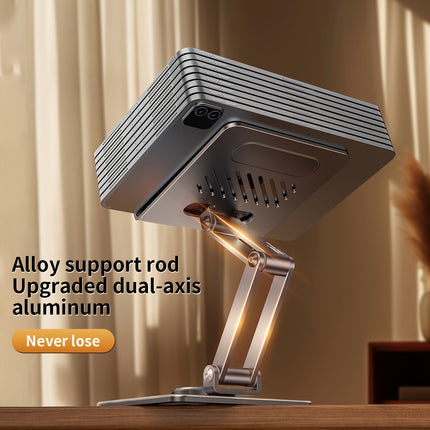 Golden Desktop Rotating Tablet & Phone Stand – Adjustable, Foldable, Universal Carbon Steel Holder for iPad & Smartphones