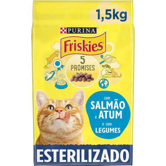 Purina Friskies Sterilized Adult Cat Food with Salmon 1.5kg | Healthy Weight & Balanced Nutrition