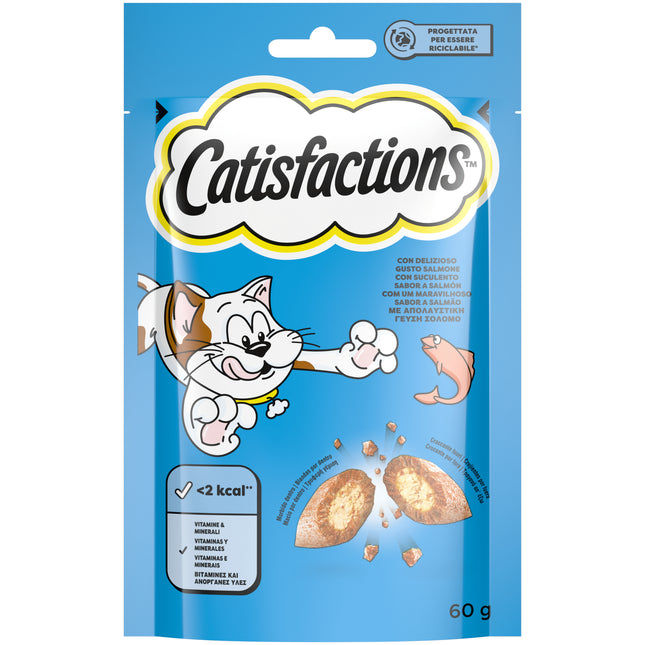 Catisfactions Cat Snack Salmon 60g | Crunchy & Creamy Treats for Junior & Adult Cats