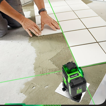 HGLINE 16-Line 4D Laser Level – 360° Green Beam Self-Leveling Tool with 2 Rechargeable Batteries, for Construction, DIY & Picture Hanging