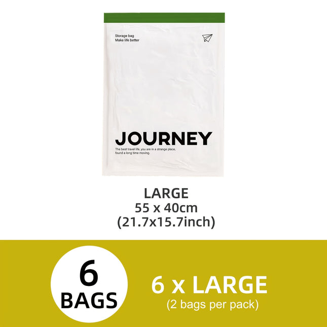 6pcs Hand-Rolled Travel Compression Bags – No Pump Needed, Transparent & Space-Saving Storage for Clothes & Cosmetics