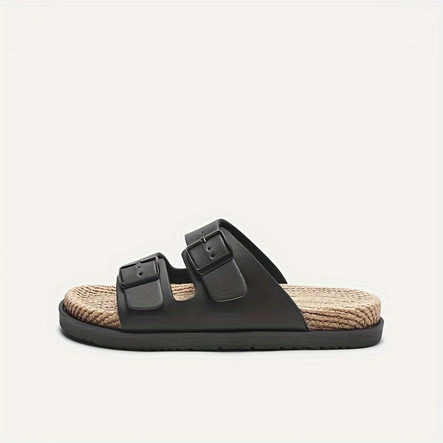 Men's Open Toe Buckle Strap Slippers – Breathable & Stylish for Daily Comfort