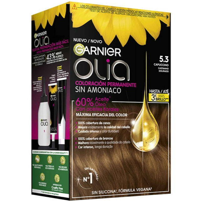 Garnier Olia 5.3 Golden Brown – Ammonia-Free Permanent Hair Color with 60% Oils & 100% Gray Coverage