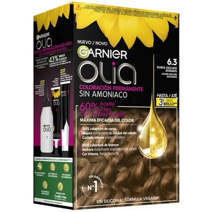 Garnier Olia 6.3 Dark Golden Blonde – Ammonia-Free Permanent Hair Color with 60% Oils & 100% Gray Coverage
